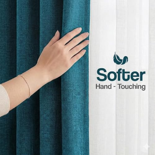Image of FRESH FROM LOOM Jute 9 ft Non-Ring Curtains | S-Wave Pleat | Premium Door Parda | Light Block Parde | Door Non-Ring Curtains | S-Wave Pleat (Size - 9ft, Blue, 2pc)