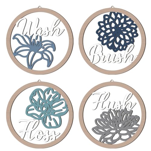 HPNIUB Farmhouse Bathroom Wall Decor, Blooming Floral Wall Art, 4