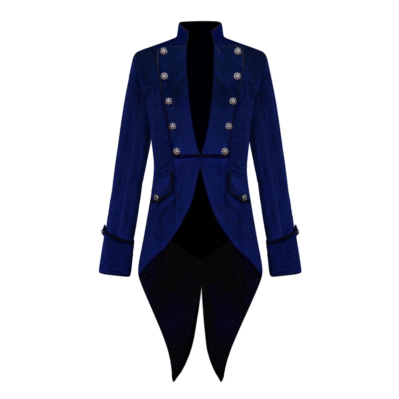 Costume de carnaval pour homme - Manteau gothique - Veste de frack steampunk - Vêtements d'extérieur pour Halloween et Noël - Uniforme - Costume de smoking masculin vintage queue d'aronde -