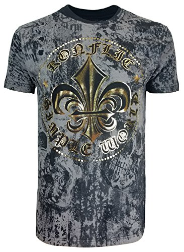 Konflic Men's Simple World Crew Neck T-Shirt Black
