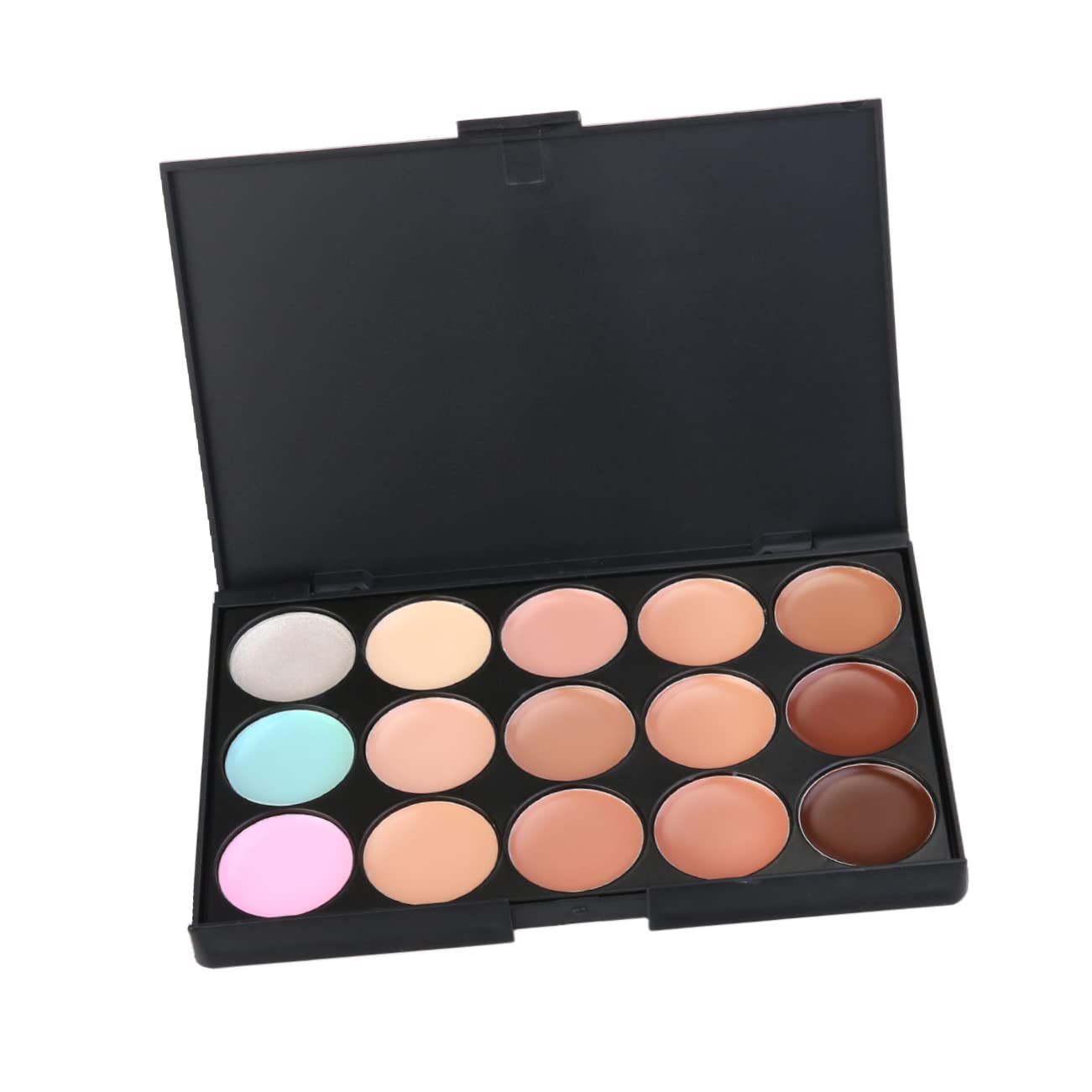FRCOLOR Travel Size 15 Colors Face Powder Set Concealer Brush Cover Cream Concealer Palette