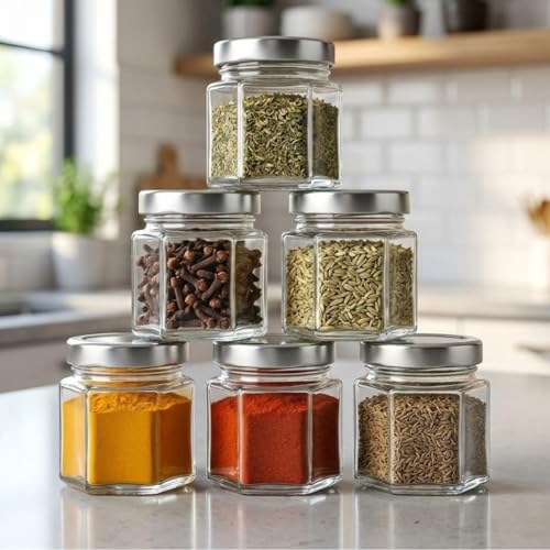 Image of 50 ML Hexagonal shape Jar for chutny Sause and Honey