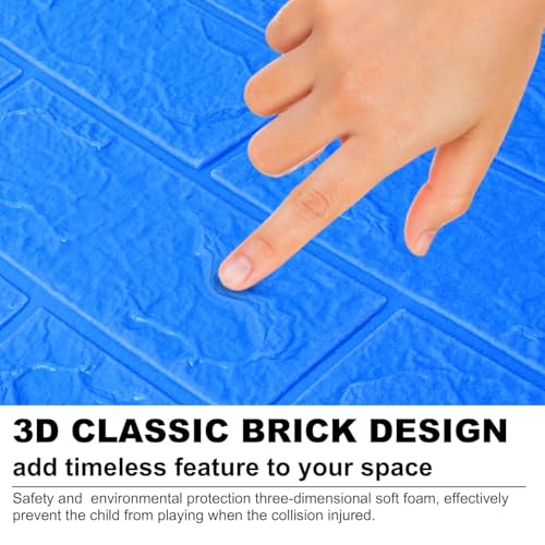 Image of TEKCOOL Self-Adhesive Waterproof PE Foam 3D Wall Panels Wallpaper Sticker for Bathroom, Living Room, and Home Decoration (70 x 77cm, Appx. 5.8Sq Feet) (5pc Dark Blue)'