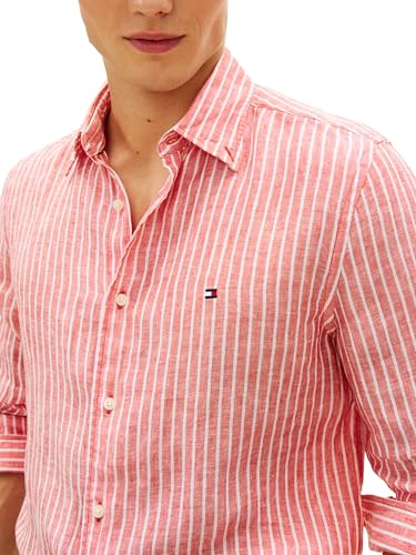 Image of Tommy Hilfiger Men's Long Sleeve Casual Linen Button Down Shirts in Regular Fit