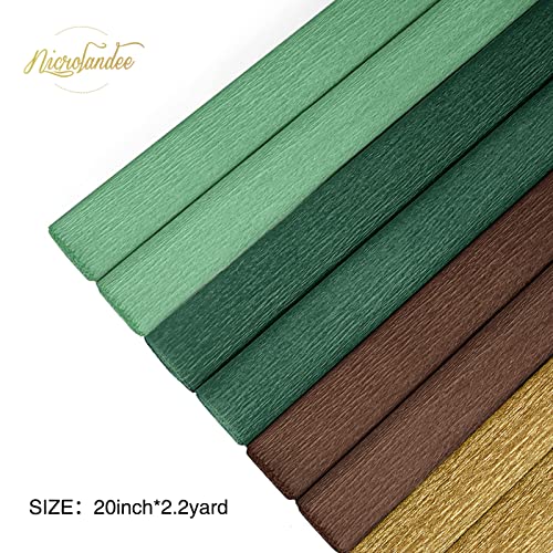 Nicrolandee 8 Rolls Green Gold Premium Crepe Paper Flower Diy Rolls For Weddings Birthday Party Arts Crafts Diy Flower Making Papers Hanging Party Backdrop Decorations, 4 Assorted Colors #TOP3