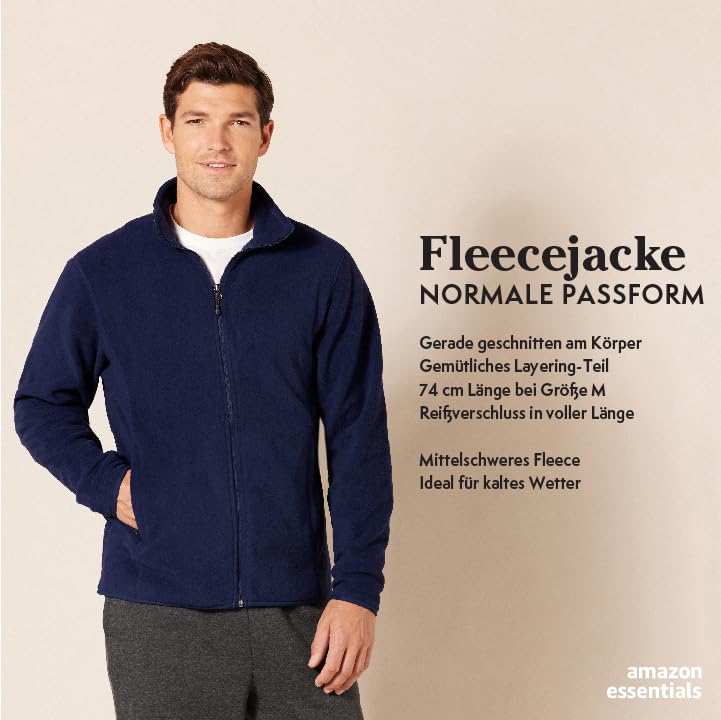 Amazon Essentials Herren Fleecejacke mit durchgehendem Reißverschluss (in Big und Tall erhältlich), Braunheide, XL