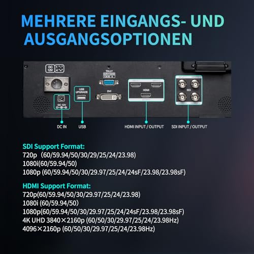 SEETEC P133 PRO Kamera Field Monitor 13.3 Zoll 1000Nit Podcast Broadcast Monitor mit 4K 60Hz HDMI2.0 3G-SDI HDMI Input Output 3DLUT HDR Waveform Tally 3 Farbindikator