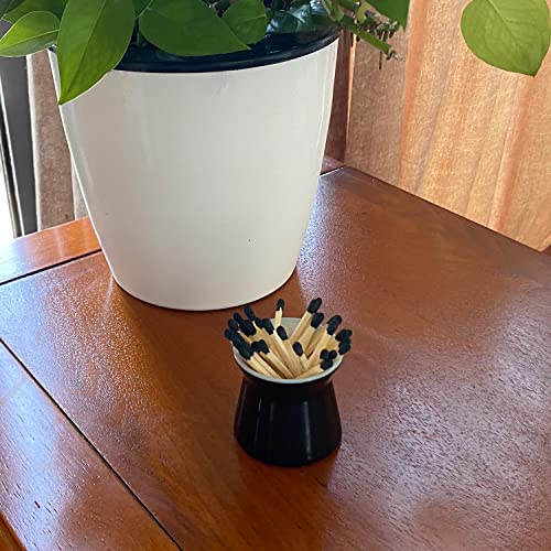 Haillai 2 Pack Match Holder With 6 Pcs Strikers, Handmade Ceramic Match Box For All Matches, Cute Home Decor Match Jar With Striker For Candle, Fireplace, Parlor. Black - (Sold Without Matches) #TOP4