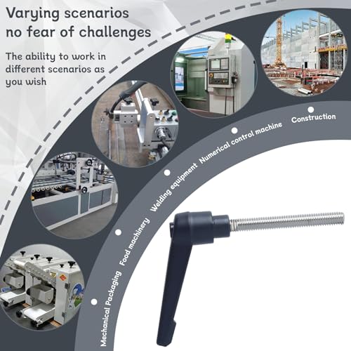 Image of Clamping Lever Handles with Quick Release Push Button Locking, 304 Stainless Steel M6 x 50mm Stud - Black (6 Pack)
