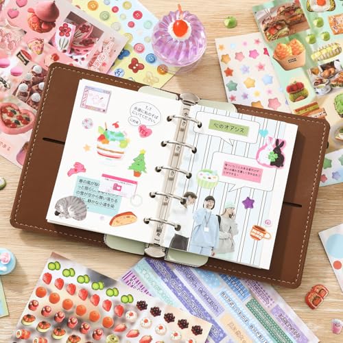 Image of Girl's Japanese Retro Sticker Book, 1000+ Cute Comics Style Food Stickers, for DIY Scrapbooking Journaling Handbook Decoration
