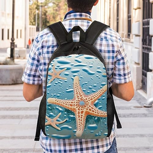 Mochila impermeable con estampado de estrella de mar negra miniatura 7