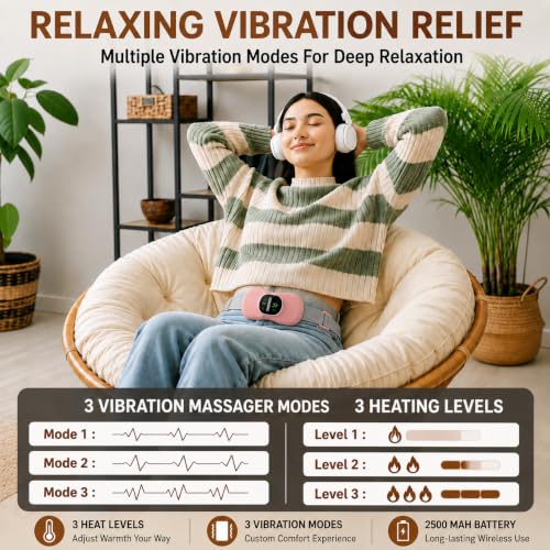 Image of BRONTIX Menstrual Pain Relief Heating Pad | Electric Period Cramp Massager
