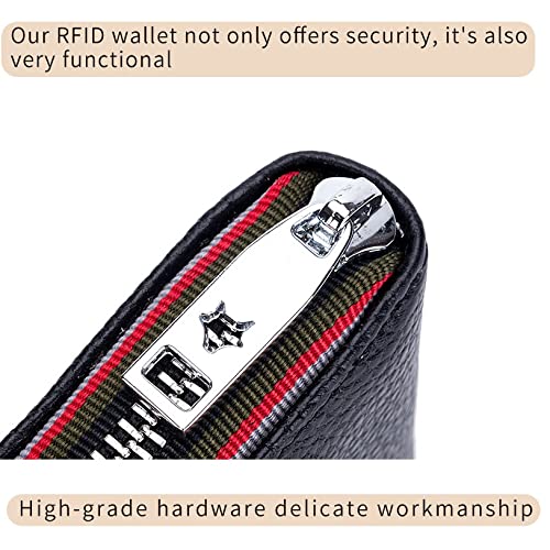 Leather Men Women Card Holder Small Zipper Wallet Solid Coin Purse Accordion Design RFID ID Business Credit Bags (Color : A) (D)4