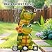 WOGOON Garden Turtle Outdoor Statues, Solar Garden Statue Two Sweet Frog Face Turtles Decor with 3 LED Lights, for Patio Lawn Porch Yard,Gifts for Birthday, Easter, Housewarming