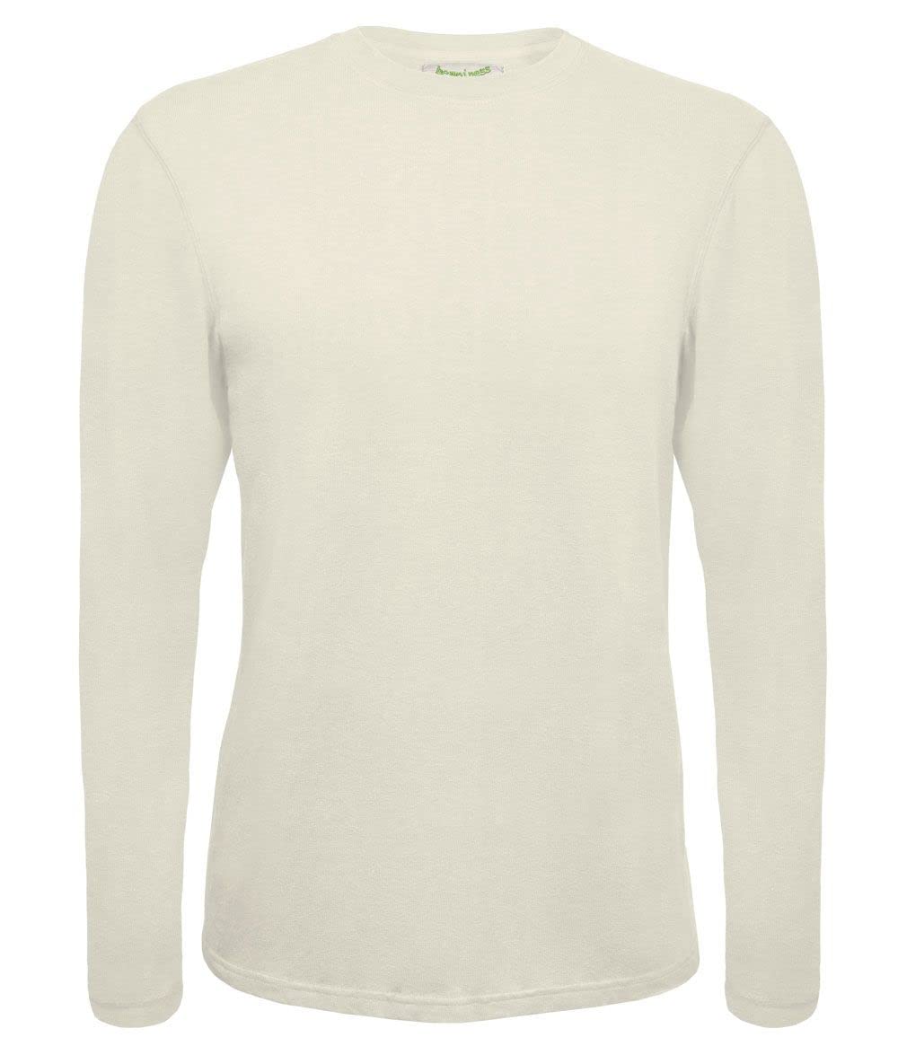 Hempiness NEW Organic Hemp and Cotton Classic Long Sleeve T-Shirt-Natural-M