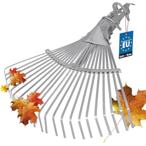 KOTARBAU® Râteau à feuilles galvanisé, largeur réglable avec dents en fil plat.