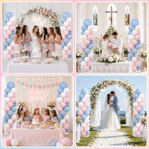 Image of 2 Sets Adjustable Balloon Column Stand Kit with Bases(Pink Blue)