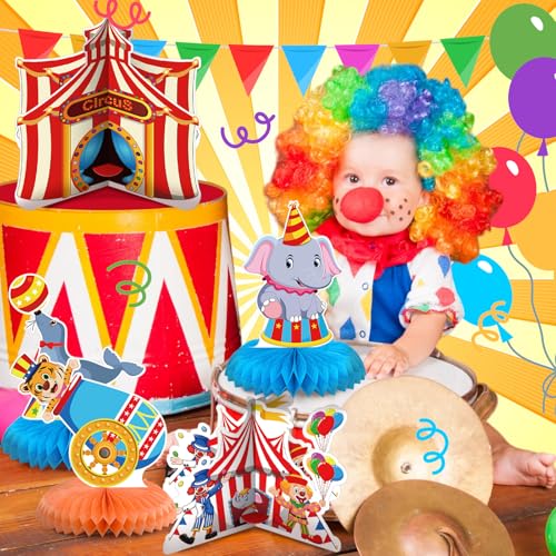 Image of 12 Pcs Carnival Party Decorations Circus Theme Party Decorations Carnival Circus Honeycomb Table Centerpieces for Home Office Birthday Honeycomb Supplies Decor