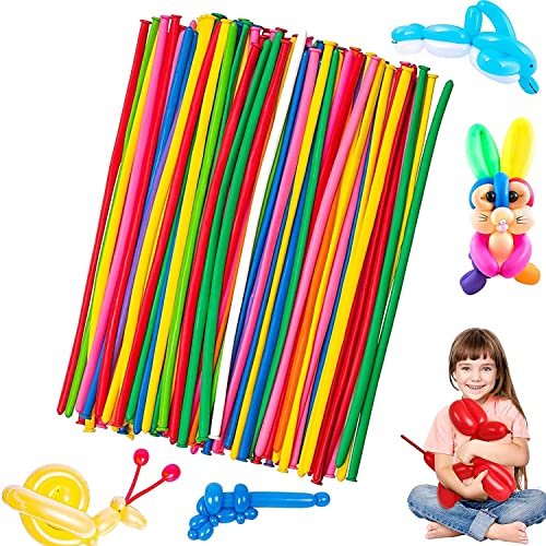 100 Piezas Globos Largos,Globos Mágicos,DIY Globos de Moldeables,Multicolores Largos Globos, Globos Globoflexia ,para La Boda Cumpleaños Suministros de Fiesta (100pcs) Cover