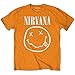 Nirvana Kids T Shirt White Smiley Band Logo Ufficiale Arancione (età 5-15 anni) Arancione M