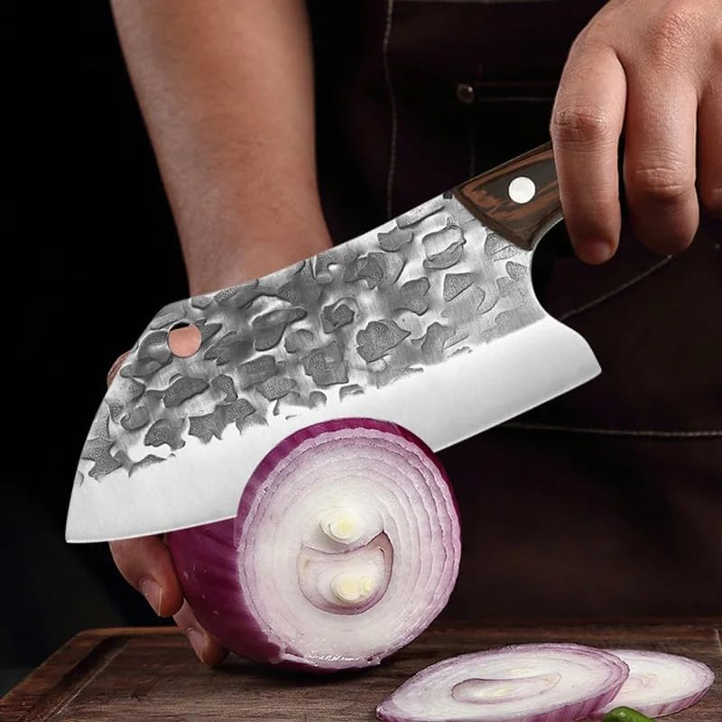 Meat Cleaver,Cleaver Knife 7 Inch Kitchen Butcher Knife Hand-Forged Meat Cleaver Boning Knife Professional Chef Knives Wood Handle Fish Cooking Knife, LAMAJIGA5844