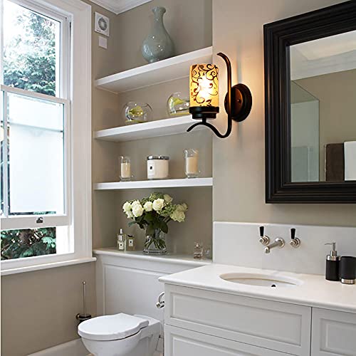 Image of Electroplated Floral Pattern Replacement Glass Lamp Shade 2 Pack, Frosted Glass Light Cover for Light Fixture,Glass Shade for Wall Sconce,Kitchen Pendant Light,Bedside Lamp,1 5 /8 Inch Fitter