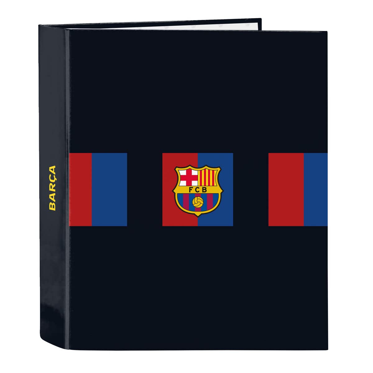 Safta Carpeta de Folio 4 Anillas de F.C. Barcelona 1ª Equipación 22/23, 270x60x330 mm, Unisex Kids’ F.C. 4 Ring Folio Binder Barcelona Home Kit 22/23, 270x60x330 mm, Azul marino y granate,