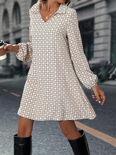 Dresses for Women 2024 Allover Print Lantern Sleeve Dress Fashion Mini Short Dress3