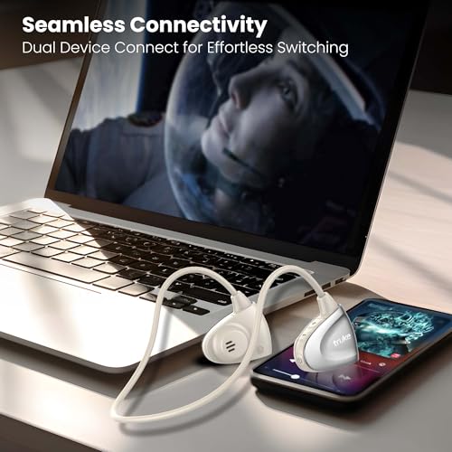 Image of truke Yoga Beat Open Ear Neckband with 360-degree Titanium Alloy Flex Comfort, 14.2mm Drivers, 30H Playtime, Dual Mic for Crystal-Clear Calls, Fast Charging, BT 5.4 (Beige Gold)