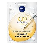 NIVEA Q10 Power Anti-Wrinkle + Firming Sheet Mask (1 Piece), Anti Ageing Moisturiser Mask, Face Mask Sheet with Coenzyme Q10, 10 Minute Anti Wrinkle Cream Mask