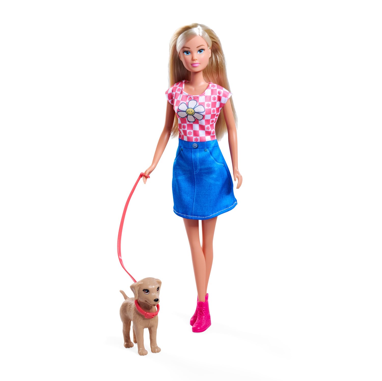 Simba Modepuppe Modepuppe mit Hund & Leine, 29 cm, Hundespaziergang im Rollenspiel für Kinder ab 3 Jahren