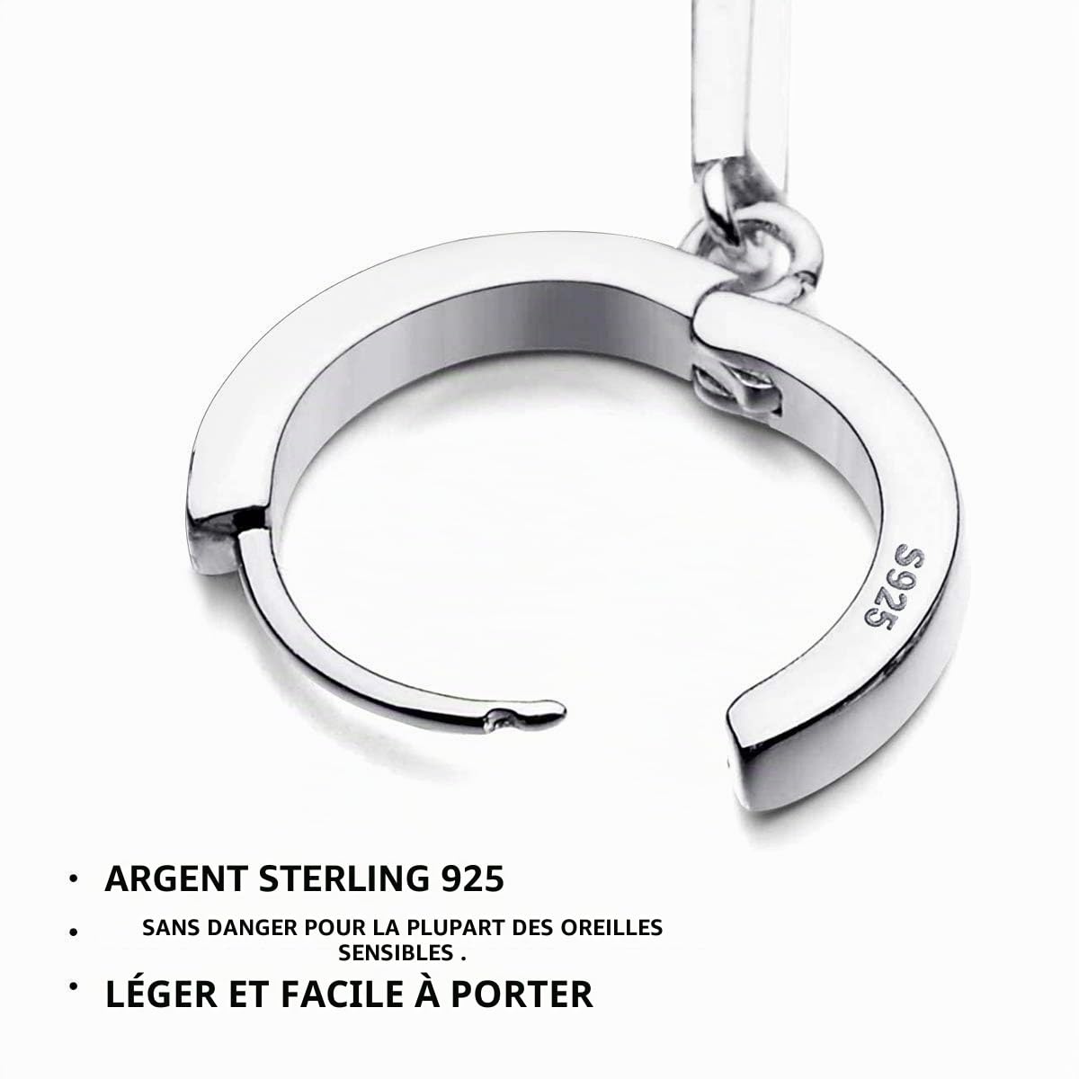 Boucles d'oreilles croix Boucles d'oreilles créoles Collier croix argent sterling 925 en femmes filles garçons hommes Cadeau de Noël