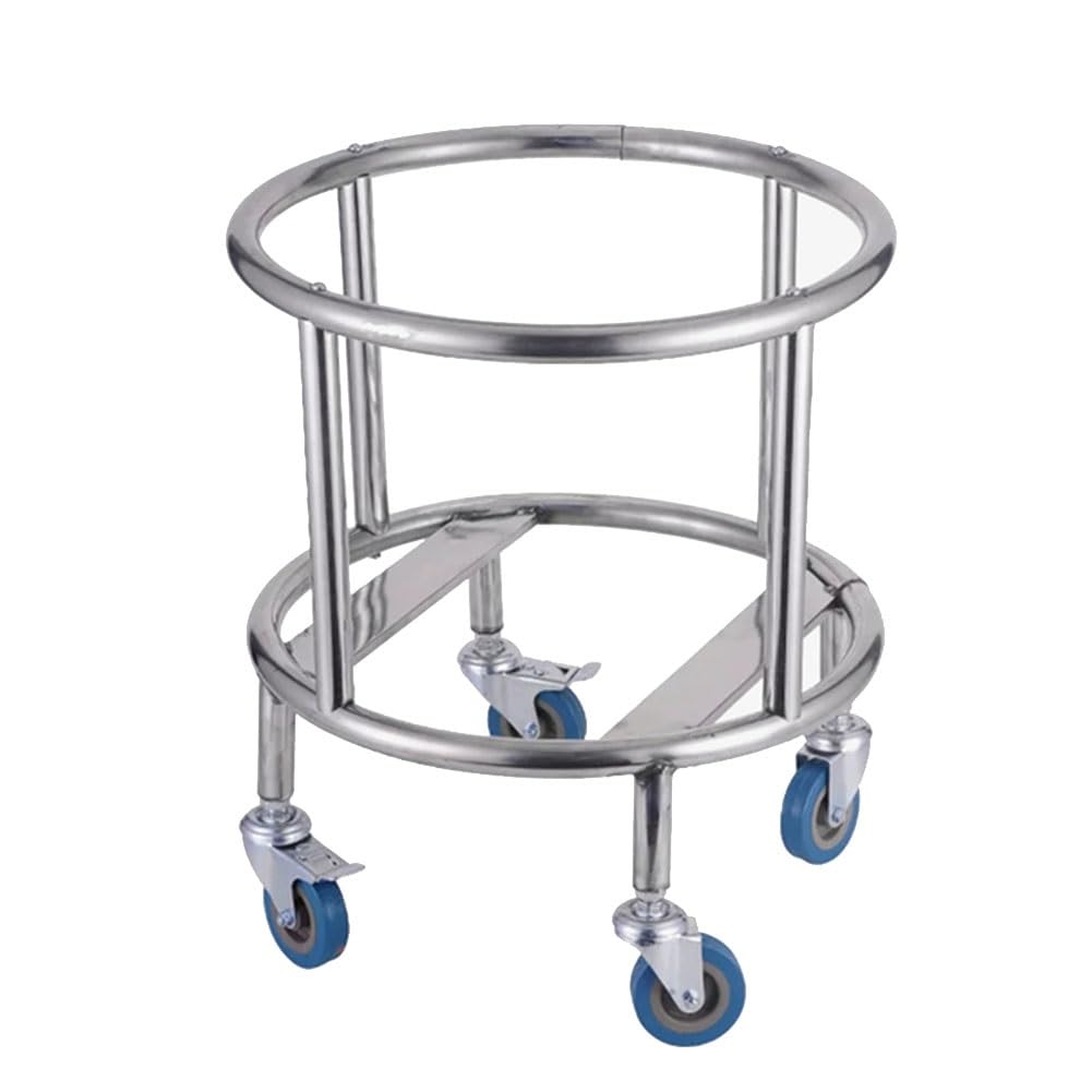 Aserzenith Silver Stock Pot Stand Mobile Cart Heavy Duty Induction Pot Stock Pot With Locking Casters Heavy Duty Stainless Steel Restaurant Kitchen Wagon,-60Cm