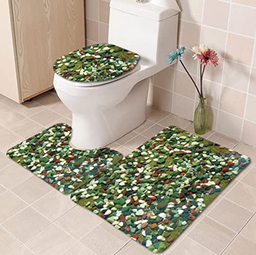 Badematten Set 3 Teilig,Toilettenmatte Set,3Er Badgarnitur Badezimmer Matte Set Dusch Bade Matte Vorleger Teppich 3D…