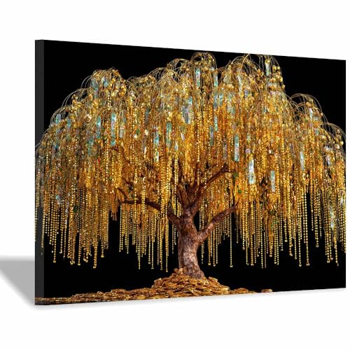 Tableaux intéressant arbre de vie suspendu or 50x70cm