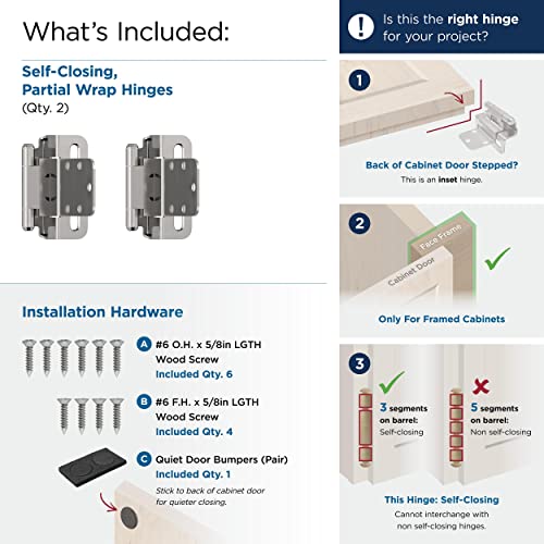 Image of Amerock 1 Pair 3 /8 inch Inset Polished Chrome Self-Closing Wrap Hinge