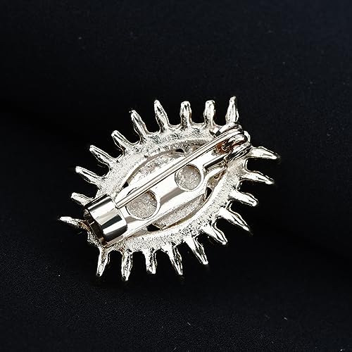 Image of Retro Evil Eye Brooch Fashion Unique Crystal Pearl Abstract Eyes Brooches Pin Badge for Women Bridal Jewelry Gift