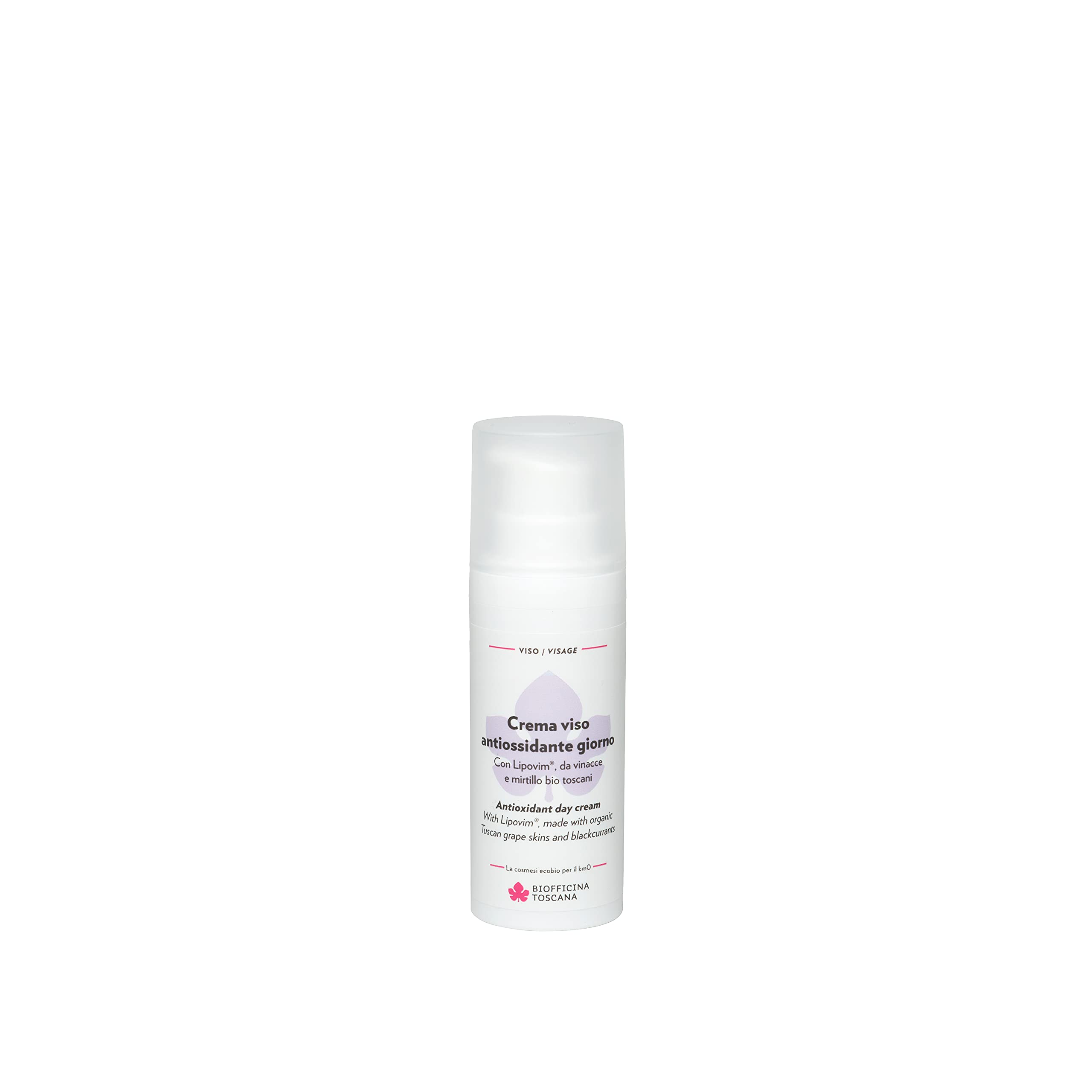 Biofficina Toscana Crema giorno viso antiossidante, 50 ml – Crema idratante e protettiva con Lipovim® da vinacce e mirtillo bio toscani – Contrasta rughe e segni di stanchezza