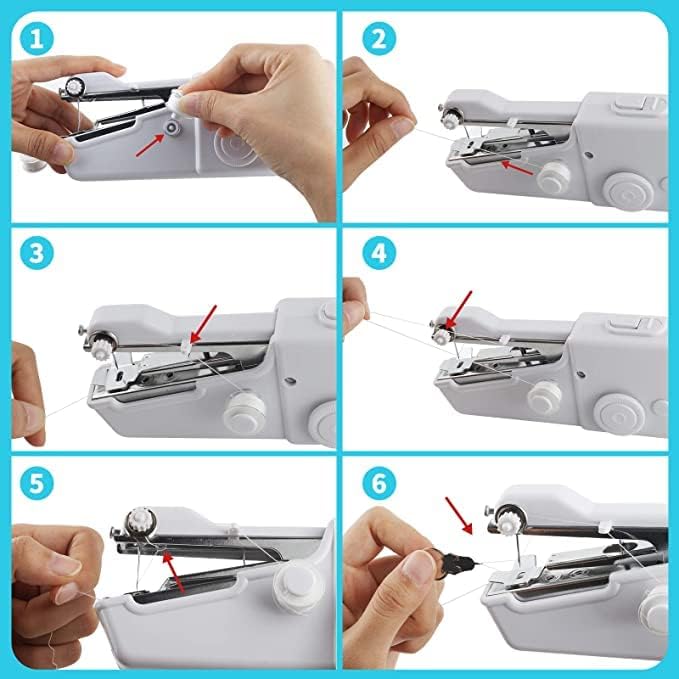 Yuefgoccy Handheld Sewing Machine, Mini Machine for Beginners, Portable with Accessories, Suitable Clothing, Curtains, Denim, Leather, Home Travel Use, White-s1