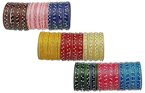 Image of NMII Glass with Plain and Glossy Finished Bangle Set For Women and Girls