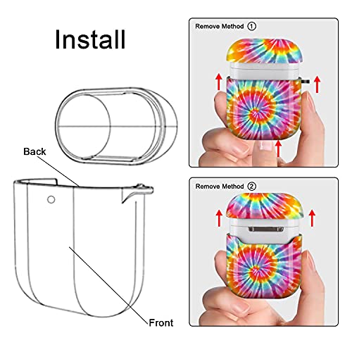 Lapac Airpods Case Tie Dye Rainbow For Women Girl, Cute Airpods Case Cover Colorful With Keychain Durable Anti Lost Accessories Protective White Case For Wireless Apple Airpods 1&2 Charging Case #TOP4