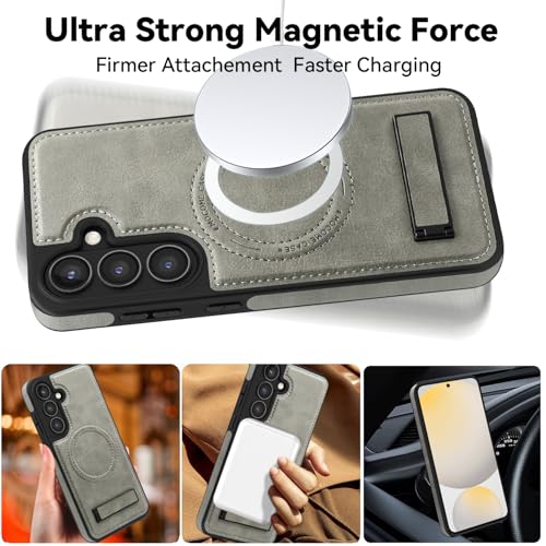 Image of Lunivop for Samsung Galaxy S24 FE Case 6.7 inch PU Leather Gray
