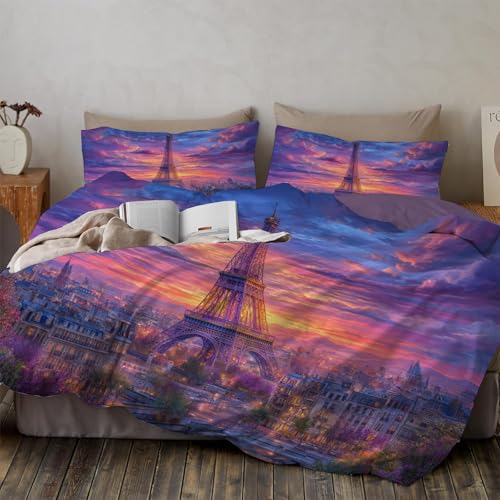 Housse de couette coucher de soleil romantique 140x200cm pour lit 1p - 5