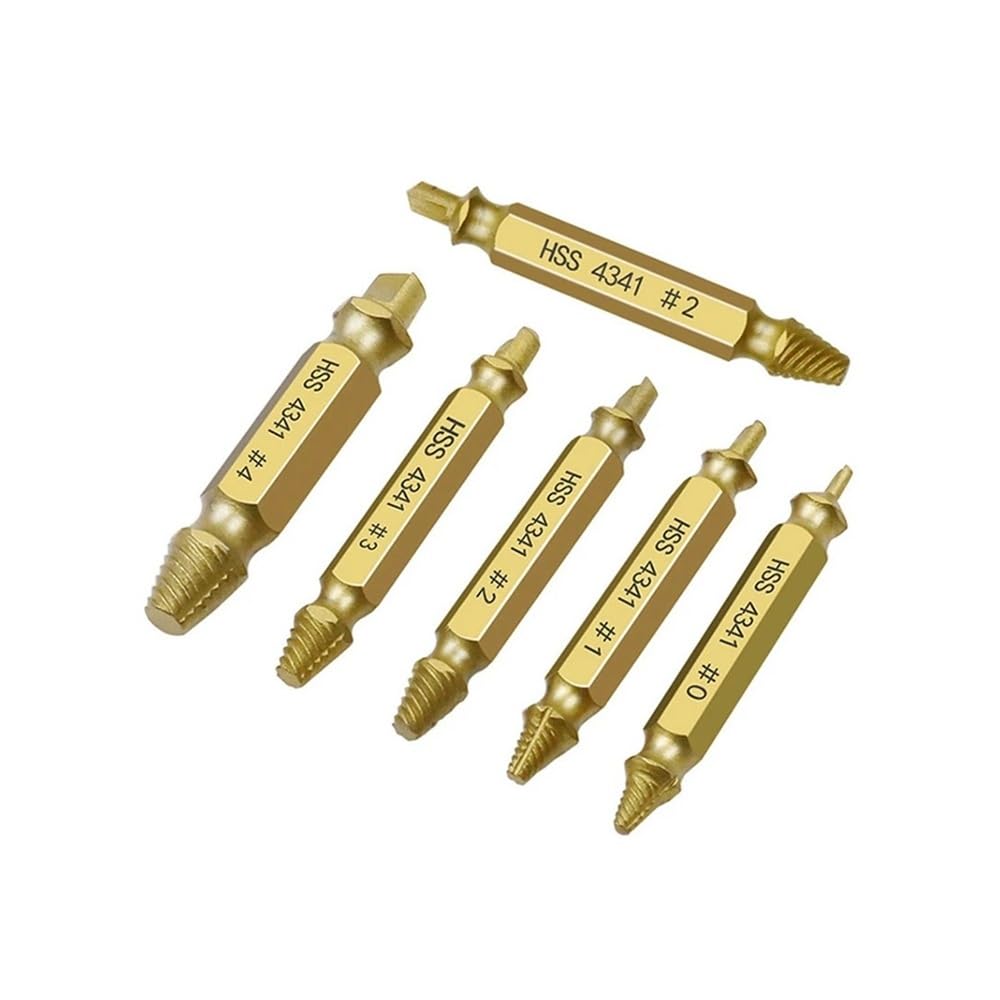 Ruxyoie Style1 6Pcs Hss Carbon Steel Damaged Screw Extractor Set 51Mm