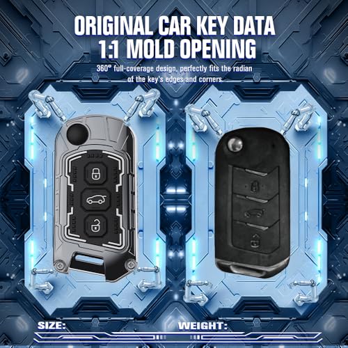 Image of Car Key Cover Compatible for Mahindra Scorpio N | 3Xo | Xuv 300 | Marazzo | Xuv 700 | Xuv 400 Ev | Bolero | Thar | Thar Roxx 3 Button Flip Key (Mecha Silver Black)