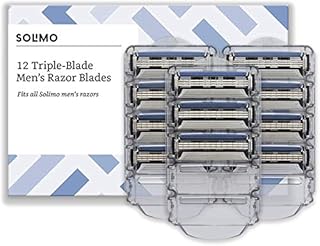 Amazon Brand - Solimo 12 replacement 3-blade cartridges for man