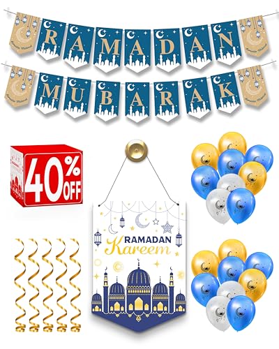 OLEEK Ramadan decorations for home 2025 set (ramadan wreath -2 Ramadan banner 18 Ramadan balloons) Ramadan decor - Ramadan gifts - Ramadan decorations - Ramadan mubarak banners Ø²ÙŠÙ†Ø© Ø±Ù…Ø¶Ø§Ù† ÙƒØ±ÙŠÙ… Ø¯ÙŠÙƒÙˆØ±