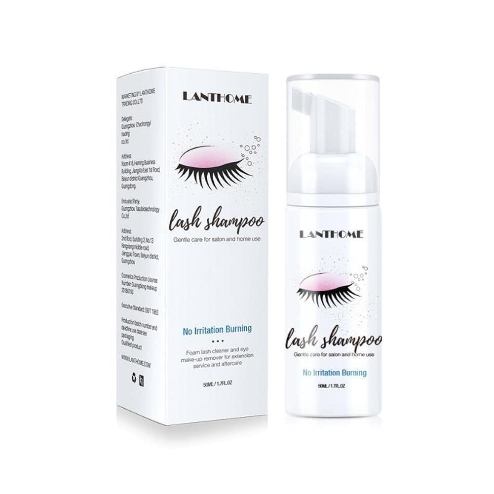 50 ml cepillo de extensión de pestañas, juego de champú, limpieza suave, espuma de mousse, sin estimulación, pegamento de extensión de pestañas, maquillaje limpio,