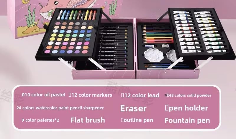 FEELHIGH 115 pcs Artist Colour Set -Multiple Kit, Professional Drawing Color Pencils, Oil Pastel, Sketches, Water Colors and Acrylict Craft 1