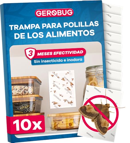 Gerobug Trampa Polillas Alimentos 10 Unidades - Trampa para Polillas - Trampa de feromonas para la Protección de Alimentos con efecto a largo plazo